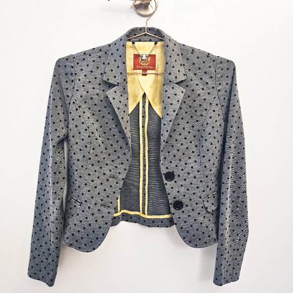 (Last Chance)Exquisite Polka Dot Short Blazer Gray Jacket - Picture 1 of 7